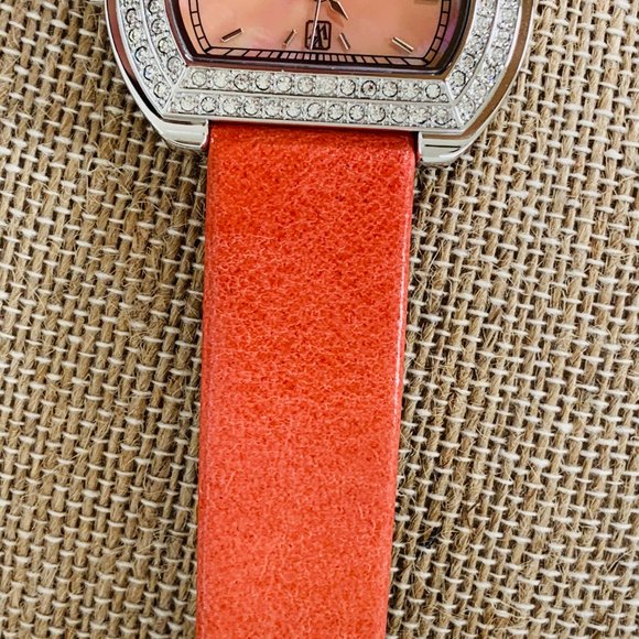VICTORIA WIECK WATCH - ORANGE BAND MOTHER OF PEARL - Picture 7 of 8